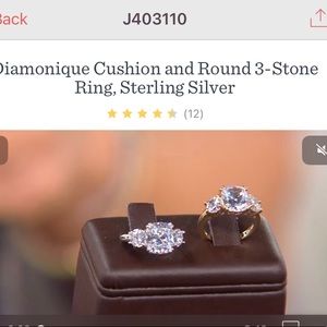 Diamonique 3 stone ring size 8